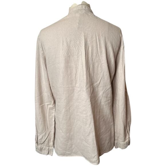 Zara Beige V-Neck Button Up Shirt Blouse Women's Size M - Picture 5 of 8
